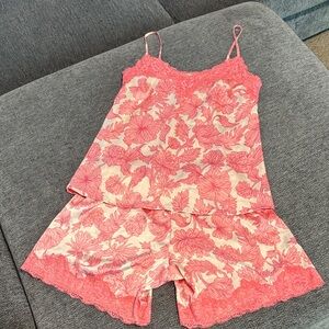 Pink Floral Lace Pajama Set